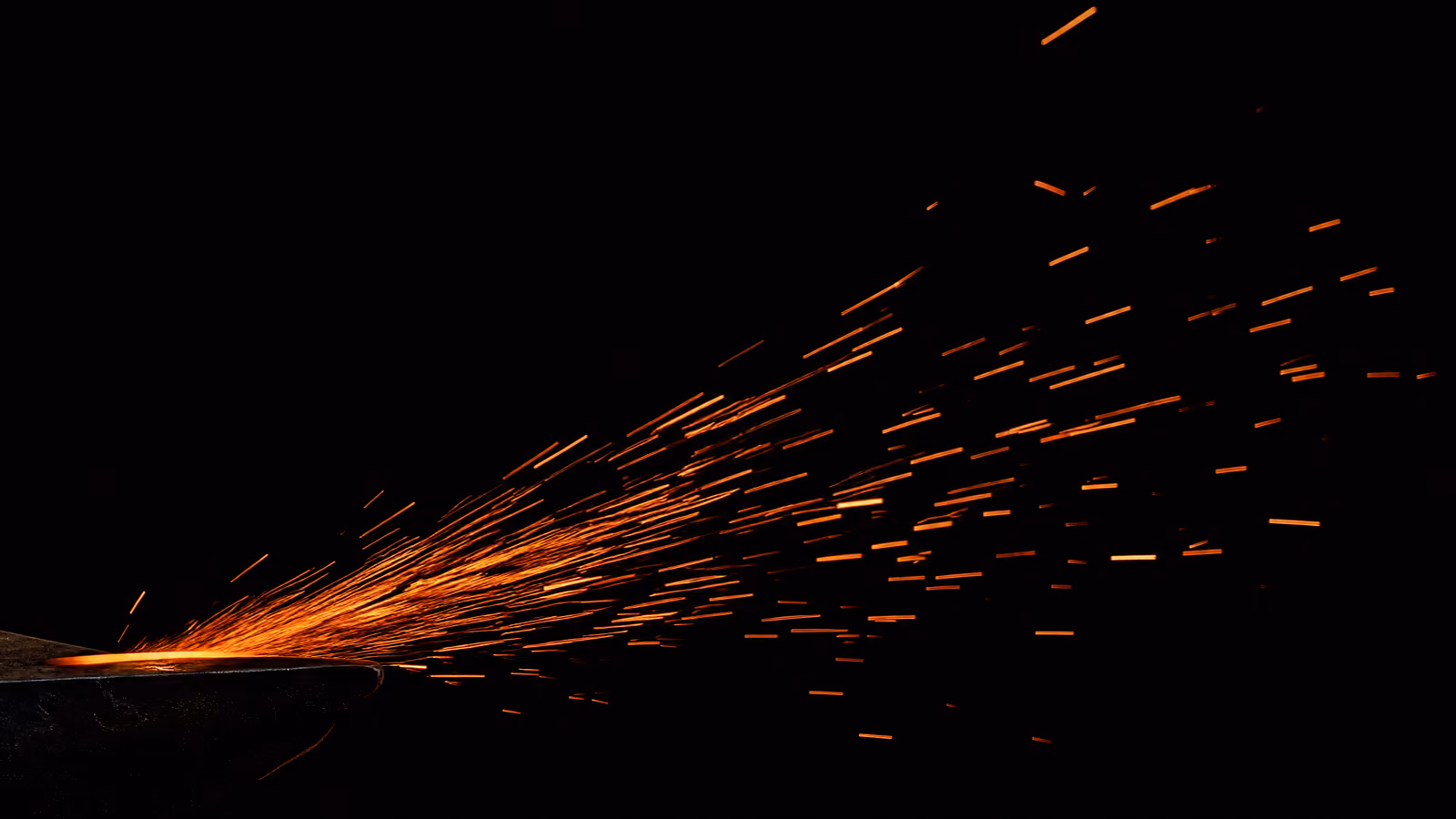 Sparks thrown from hot steel.