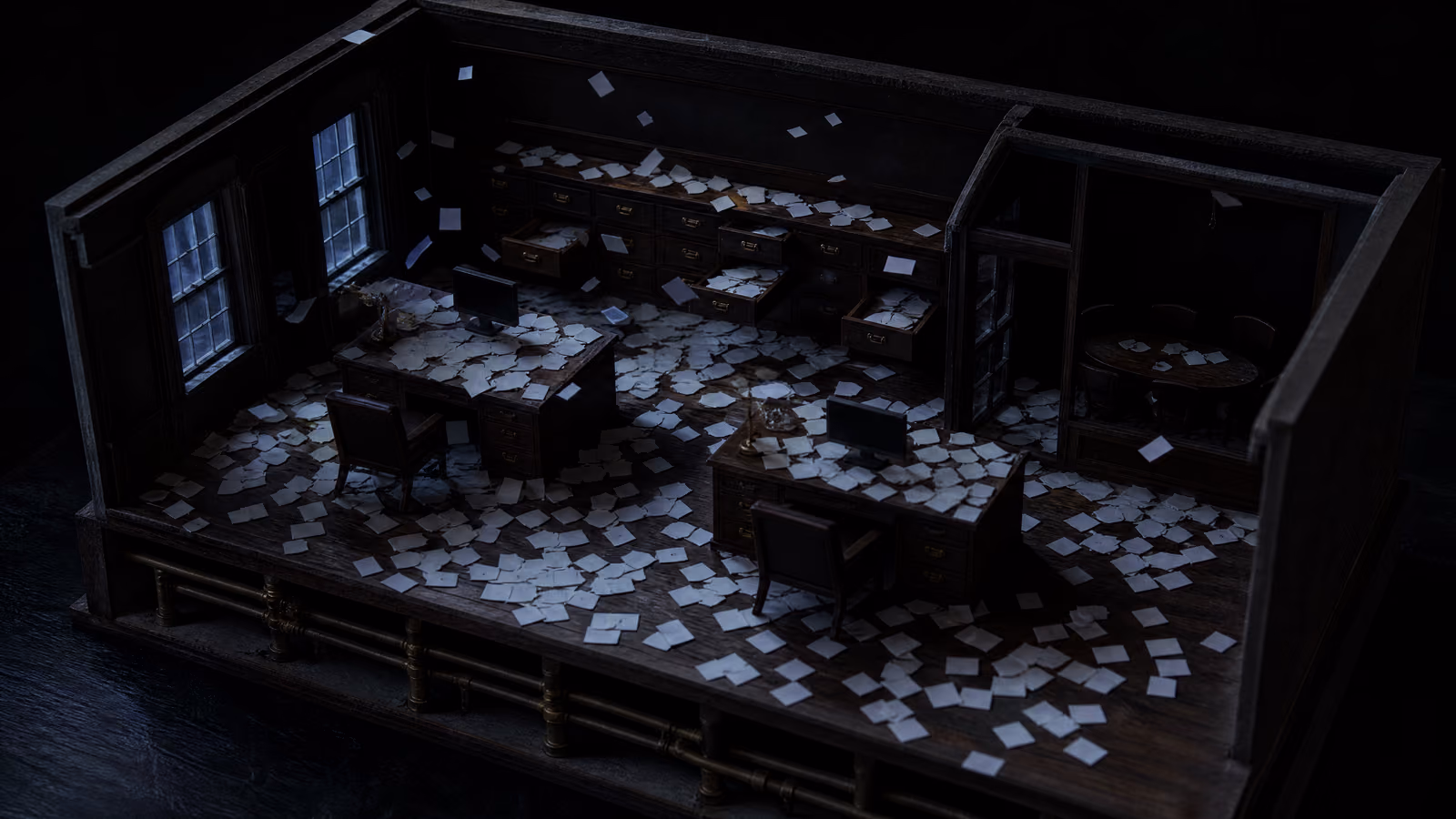 A desk mid-week, the paperwork that is waiting on somebody else to send something back.